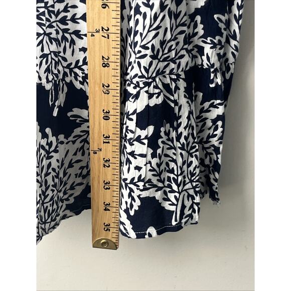 THML Babydoll Dress Small Blue White Floral V Neck Cap Sleeve Cottage Coastal - Picture 8 of 12